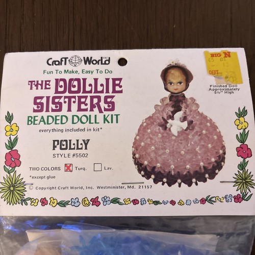 Craft World 1974 Dollie Sisters #5502 Perlen Puppe Kit Polly - Bild 2 von 8