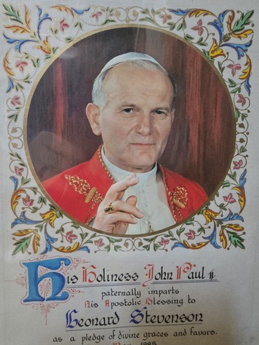 Holiness John Paul II Apostolic Blessing. Memorabilia. Sealed 1985. In Frame. - Picture 6 of 12