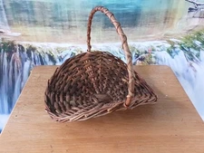 Vintage Small Flower Gathering Basket Willow Wicker 9in French Country