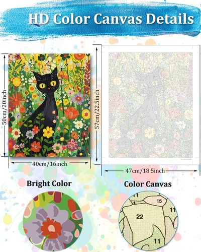 Paint by Numbers Kit for Adults Cat Wall Decor 16x20 Acrylic Canvas - Picture 5 of 10