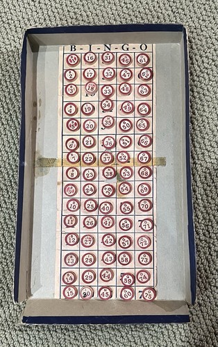 RARE Vtg Bingo - 50 Cards, 75Wood Markers, Orig Box, Complete. Milton Bradley - Picture 2 of 3