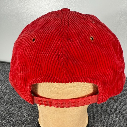 Vintage Atlanta Falcons Corduroy Snapback Hat Red 90's NFL Dirty Birds - Picture 7 of 10