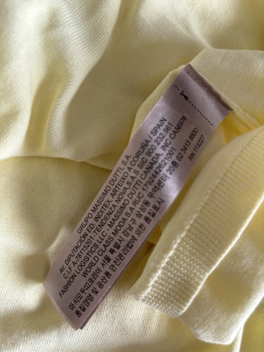 Massimo Dutti Sz XL 14 Jumper Pale Yellow Cotton Long Sleeve V Neck Fine Knit - Picture 10 of 14
