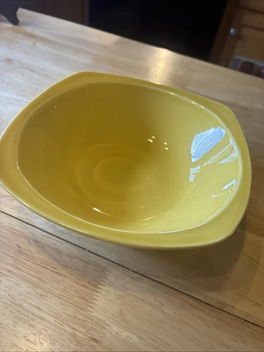 Vintage Paden City Pottery 8.5” Serving Vegetable Bowl Minion Mandarin Yellow