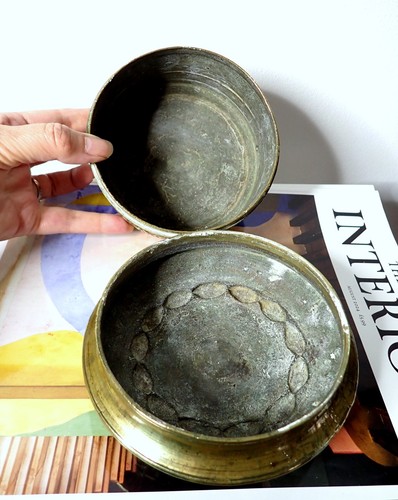 Caja Bettel Malaya Latón Bote Reputilizar Indonesia Antiguo Cabujón de Vidrio - Imagen 10 de 10