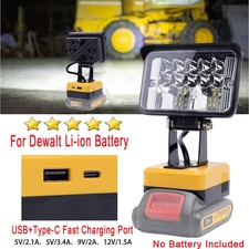 2800LM LED Work Light  For Dewalt 18V/20V Li-Ion Battery W/USB Portables Outdoor