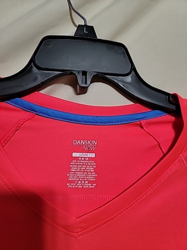 Danskin Now Coral V-Neck Athletic Top Loose Womens Sz M - Picture 3 of 3