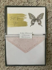 Ling Designs Just for You 12-Pack Butterfly 6" x 4" In. Notecards New and Sealed