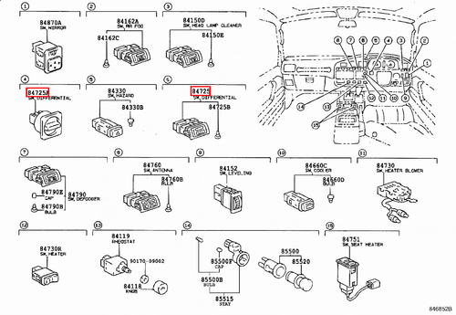 Genuine Toyota LandCruiser HDJ80 HDJ79 HDJ78 GRJ79 Front Rear Diff Lock Switch - Picture 7 of 20