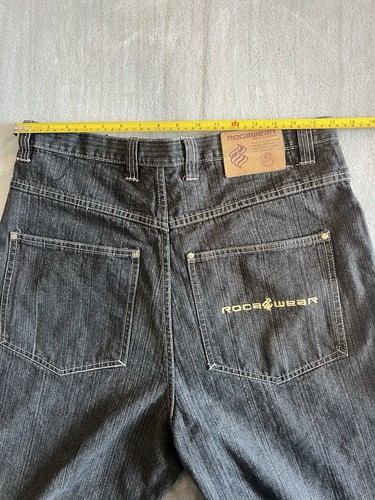 Vintage Roca Wear Jeans Herren 36/32 Y2k Blk Gelb Wide Leg Baggy Hip Hop Skater - Bild 7 von 11