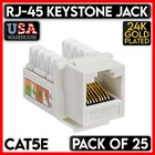 White RJ45 Keystone Jack Ethernet CAT5e Cat5 UTP 110 Punch Down Network 25 Pack
