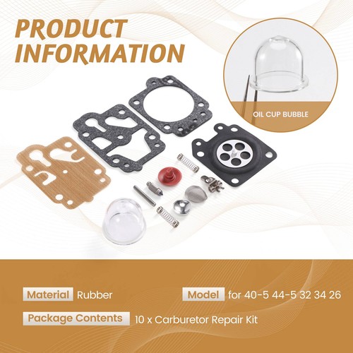 10 SETS Carburetor Repair Kit for 40-5 44-5 32 34 26 Brush Cutter Grass7656 - Picture 6 of 7