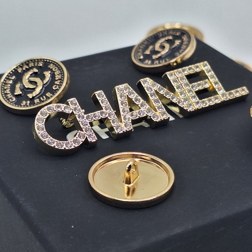 Diseñador Chanel Negro Oro Botón Redondo Paquete - Juego de 6 Gratis - Envío - Imagen 5 de 8
