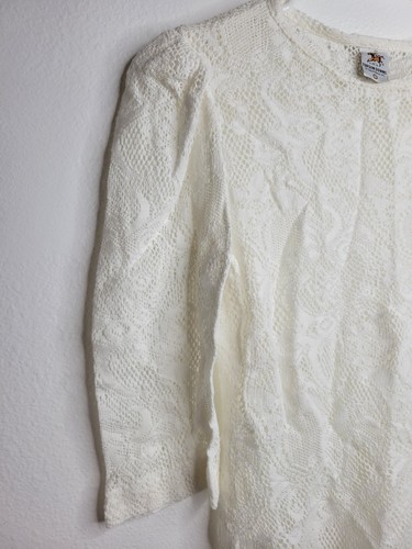 Topson Downs of California Womens Lace Top Small Sheer 3/4 Sleeve Blouse - Bild 4 von 5