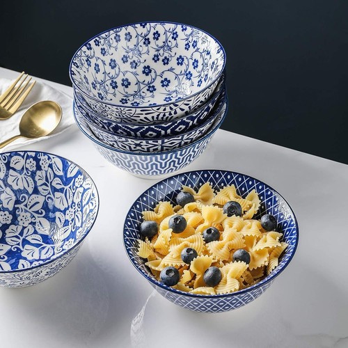 Traditional Chinese Style Porcelain Bowls Set - 6-Inch for Soup, Salad, & More - Picture 9 of 10