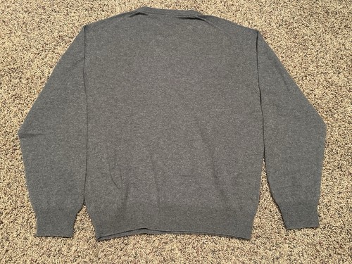 Suéter Jos A Bank 100% CACHEMIRA Cuello en V Gris Para Hombre Mediano Preppy Clásico - Imagen 10 de 10