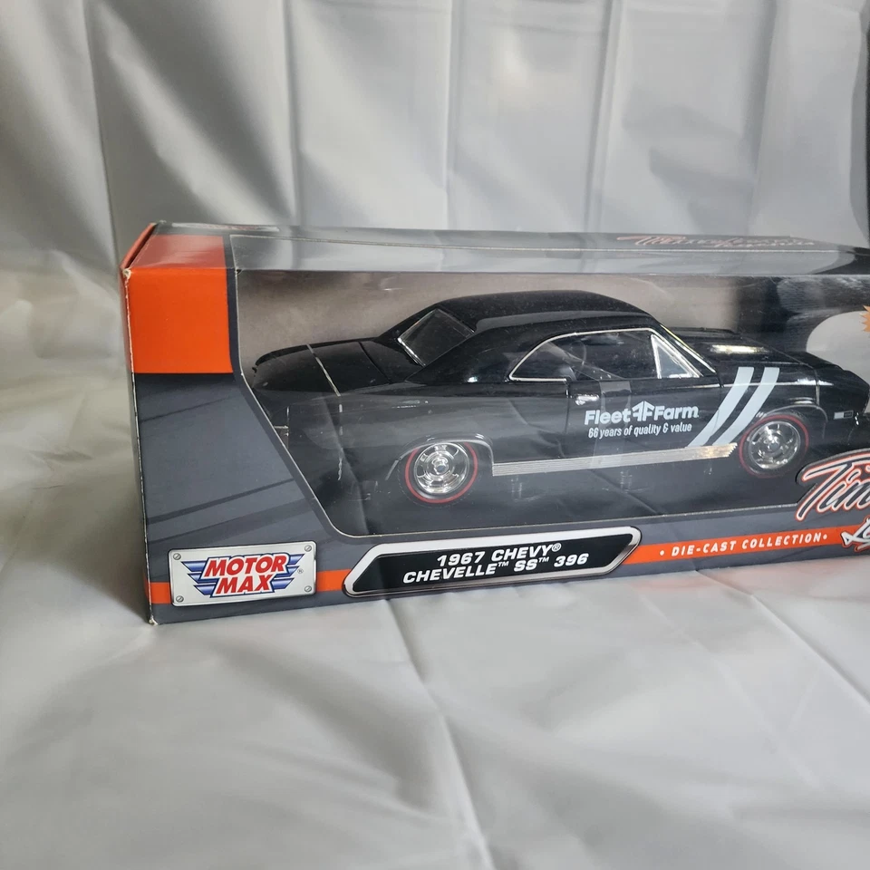 Rare MotorMax 1:18 Scale 1967 Chevy Chevelle SS 396 Black Fleet Farm 65th - Image 3 of 4