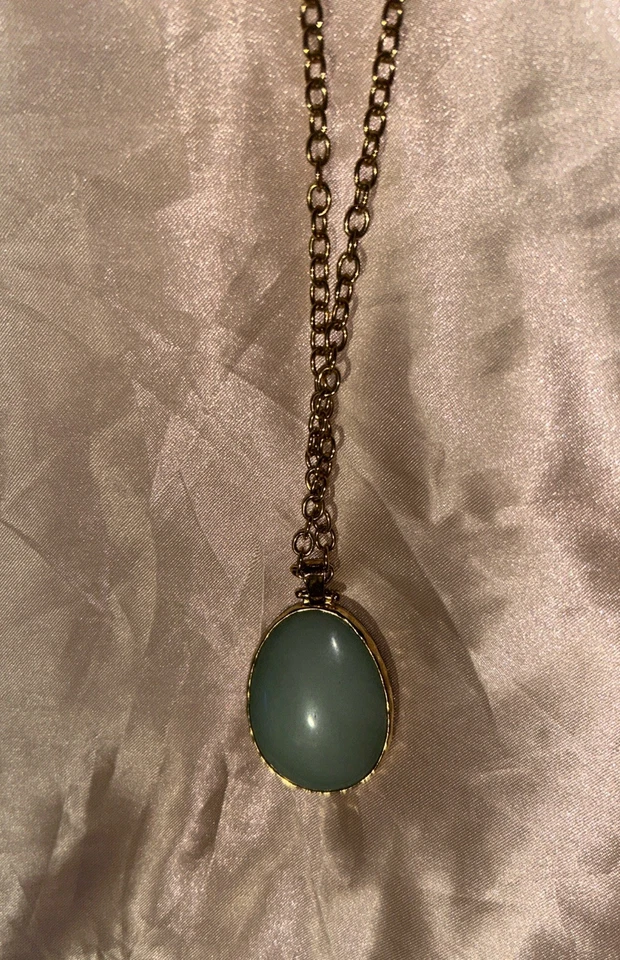 Stella & Dot Pendant Necklace, Gold Tone Chain, Purple and Aqua Stone - Imagem 4 de 4