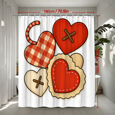 Cute Red Heart Shower Curtain for Valentine's Day Home Decor