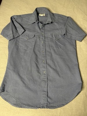 Vintage Ruddock Shirts Pearl Snap Western Shirt Short Sleeve Blue XL B8