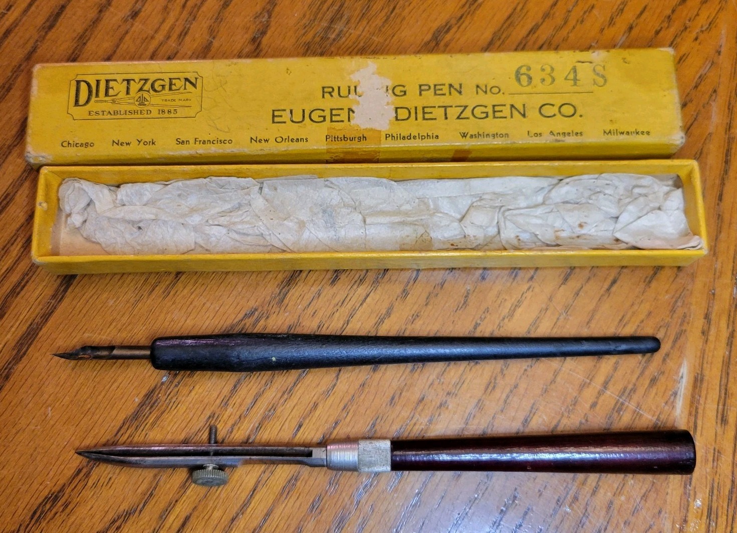 Antique Dietzgen Drafting Ruling Pen and Tool Set Number 634S with Box