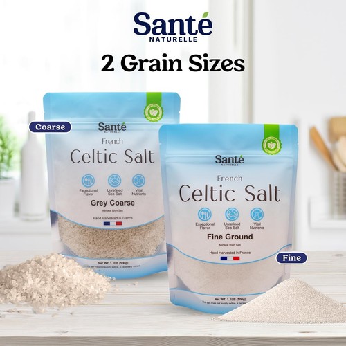 Sante Grey Coarse Sea Salt From the Celtic Sea - 1.1lb (18oz) Unrefined French S - Picture 7 of 8