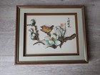 Asian bird wall hanging picture £D art - signed Lee? -  32cm x 27 cm