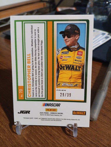 2025 Donruss Racing Christopher Bell Black Velocity Prizm 29/39 SP - Picture 2 of 2