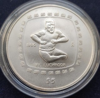 Mexiko 1996 El Luchador 5 Pesos Silber Pre Columbian Olmeken 1oz 999Ag BU
