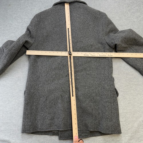 J Crew Dock Peacoat Men Medium Gray Double Breasted Wool Insulated Anchor Button - Picture 10 of 13