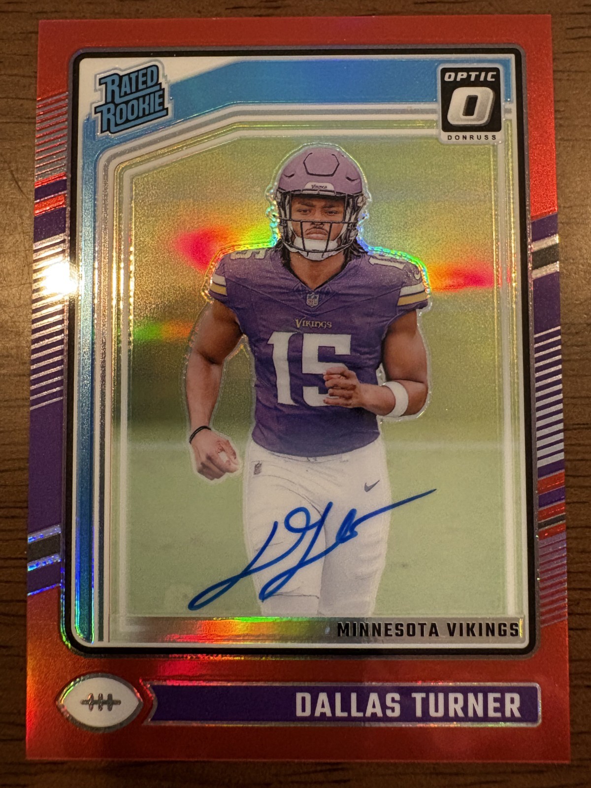 2024 Donruss Optic - Dallas Turner Rated Rookie Auto Red #08/75 Vikings (RC)