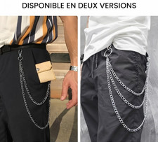 Envois 24h Chaîne de pantalon hip hop rock Punk Y2K tendance gothique JEANS NEUF