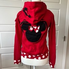 Minnie Mouse Disney Red Full Zip Hoodie Polka Dot Pockets Girls 8Y Large