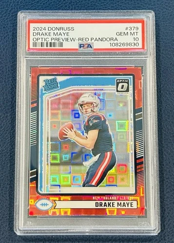 2024 Donruss - Rated Rookie Drake Maye #379 Optic Red Pandora Prizm (RC) PSA 10