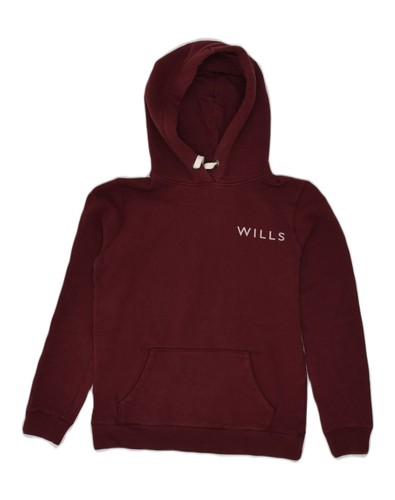 Jack Wills Damen Grafik Hoodie Pullover UK 6 XS weinrot Baumwolle I104