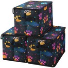 Stackable Clothes Storage Bins with Lids,Closet Organizers Fabric Printing Bo...
