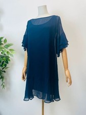 Lauren Ralph Lauren Navy Blue Frill Sleeve Floaty Party Dress