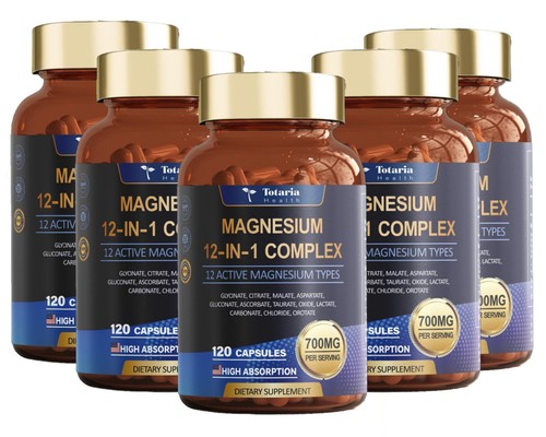 Totaria Magnesium 12 in 1 Komplex 700 mg - Glycinat Citrat Malat Taurat Kapseln - Bild 17 von 17