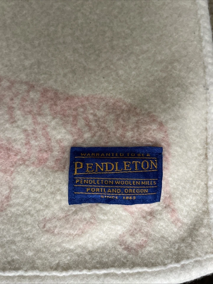 Vintage Pendleton Wool Blanket Baby Safari Animals Pink Soft/Warmth 40.5x30 - Image 2 of 4