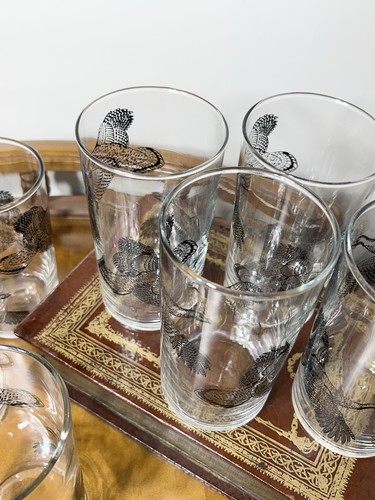 Vintage Libbey Bobwhite Quail + Geese Drinking Glasses - Set of 7 Glass Cups - Picture 2 of 7