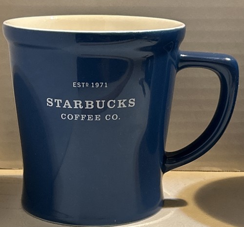 Starbucks Coffee Co. 2008 (2) tazas grandes azules 18 oz. EST. Mango 1971 - Imagen 2 de 6