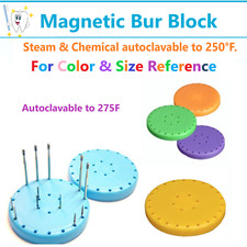 Dental Bur Block Magnetic ROUND Lab Holder Station Holds 7 or 28 Burs FG, RA HP