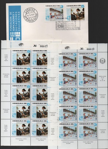 Venezuela: 1986; Scott 1354-1355, complete set of 2 diff. values in sheet VZ2690 - Picture 1 of 2