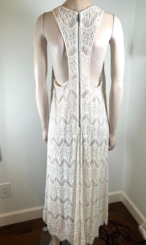ALICE & OLIVIA LONG OFF WHITE CREAM LACE DRESS SWIMSUIT COVER UP SLEEVELESS O/S - Picture 4 of 6