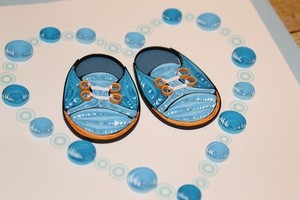 Baby Shower Boy Blue Quilling Greeting Card Handmade Happy Birthday