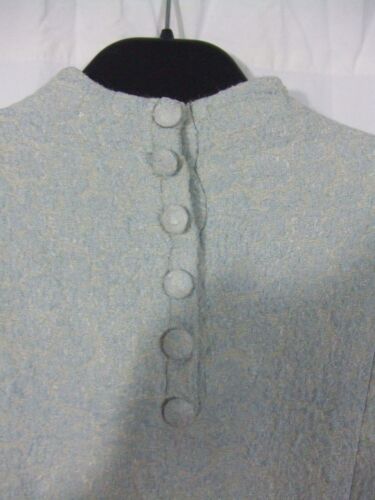 1950s 1960s Vintage Dress Size 6 XS Grey Blue Skater Brocade Swing Retro - Picture 9 of 11