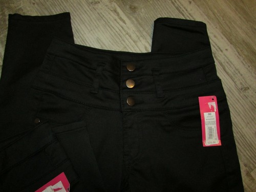 NUOVI 2 PAIA PANTALONI JEANS DONNA XHILARATION NERI VITA ALTA 00 XS - Foto 2 di 7
