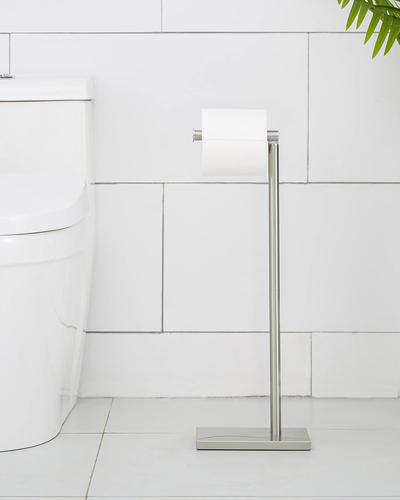 Toilet Paper Holder Stand, Free Standing Toilet Paper Roll Holder with Reserve f - Afbeelding 7 van 12