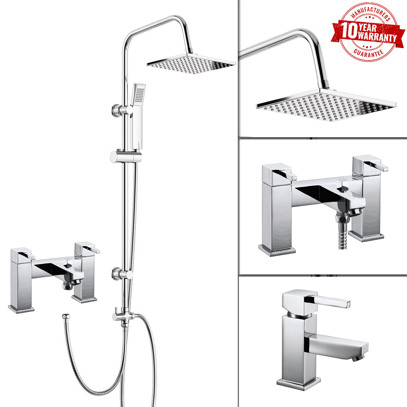 3 Vie Doccia Quadrato Rigido Riser Kit, Rubinetto miscelatore doccia da bagno, rubinetto lavabo MONOBLOCCO 3 Vie Doccia Quadrato Rigido Riser Kit, Rubinetto miscelatore doccia da bagno, rubinetto lavabo MONOBLOCCO