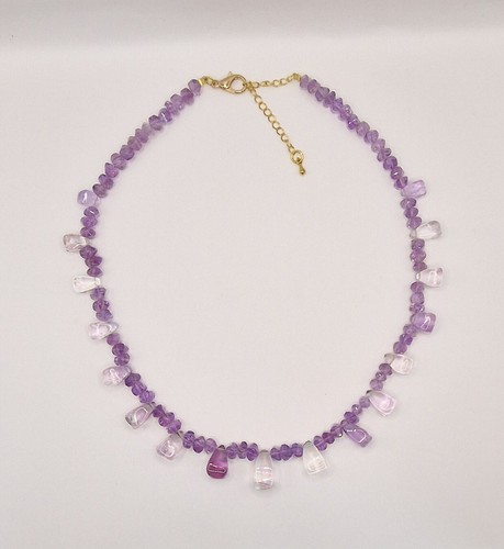 Amethyst Natural Colour Necklace Collar Stunning With Faceted Beads Handmade - Picture 6 of 8
